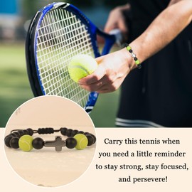 LINY Cross Soccer Football Bracelet Adjustable Braided Rope Beaded Sports Bracelets for Boys Graduation Birthday Gifts (Tennis Bracelet)