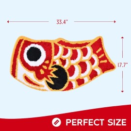 Feblilac Cute Bath Rugs Mats Absorbent Bathroom Rug In Japanese Koi Shape Nonslip Bath Ma