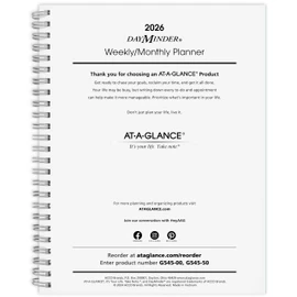 AT-A-GLANCE 2026 Planner Refill, Weekly & Monthly, 7" x 8.75", Medium, Executive, DayMinder, Refill for G545 Line Planners (G5455026)