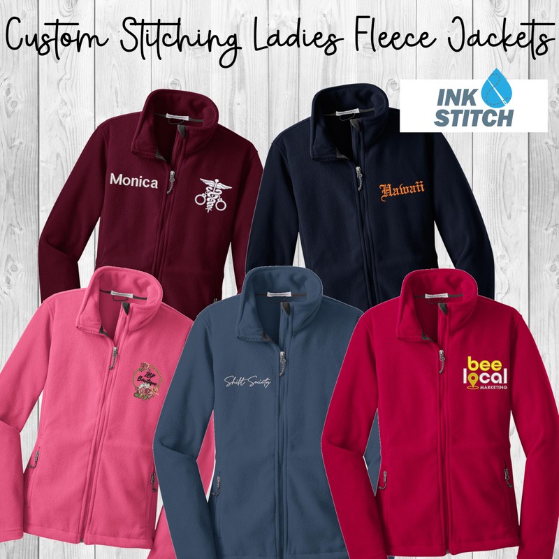 INK STITCH Women L217 Custom Stitching Embroidery Fleece Jackets -