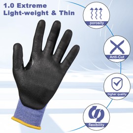 LOCCEF 3 Pairs Safety Work Gloves for Men Women,Touchscreen Compatible, Superior Dexterity,Level 5 Cut Resistant Work Gloves(7/S)