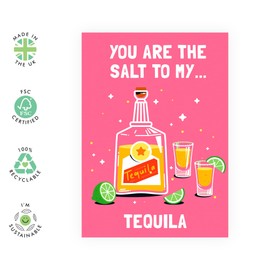 CENTRAL 23 Best Friend Birthday Card - Funny Food Puns - Salt To My Tequila - Valentine Card For Her Him Girlfriend Boyfriend - Anniversary Card For Husband Wife Partner - Comes With Fun Stickers