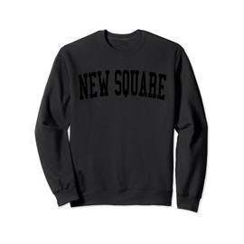 Vintage New Square NY Distressed Black Varsity Style Sweatshirt