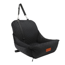 Wooaidagg Dog Car Seat for Small Dogs Up to 25 lbs,Covered Ultra-Soft Fabric and Fill in Memory Foam,Fully Detachable and Washable,2 Clip-On Safety Leashes and Storage Pockets(Black)