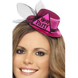 Smiffys Hen Party Hat with Hairclip and Veil - Pink