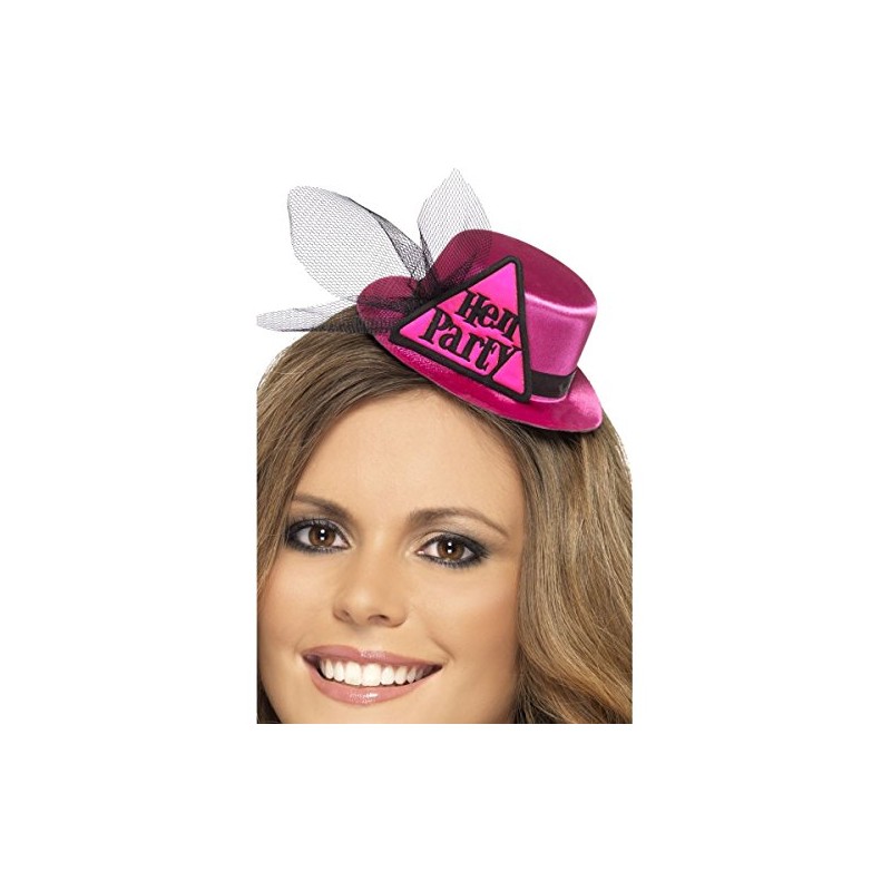 Smiffys Hen Party Hat with Hairclip and Veil - Pink