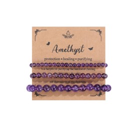 Zysta Pearl Bracelet Men Women Healing Stones Bracelet Natural Stone Crystals 4 mm/6 mm/8 mm Amethyst Tiger's Eye Ball Bracelet Stretch Bracelets Boho Fashion Jewellery, Stone