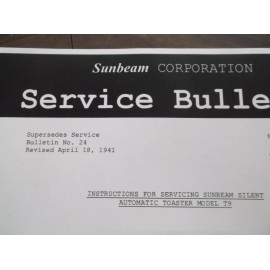 Sunbeam T9 Toaster Manual - Diagrams, parts list, troubleshootin
