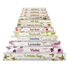 STAMFORD 37328 Sandalwood Variety Set Incense Sticks-12 Packs x 20 Sticks, Black, One Size