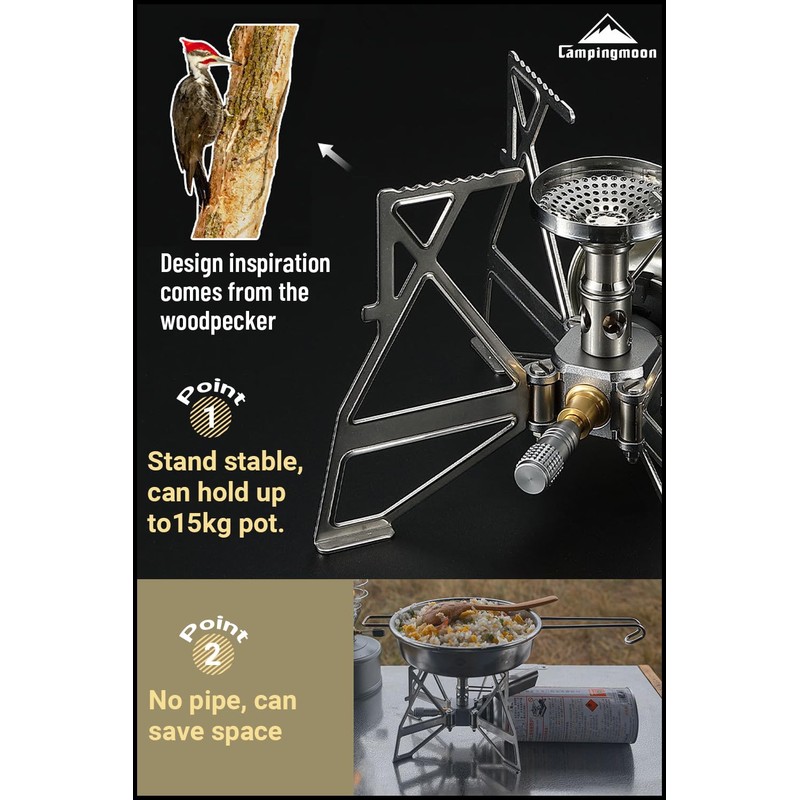 CAMPINGMOON Butane Camping Stove Portable Regulator Single Burner w/Storage Bag