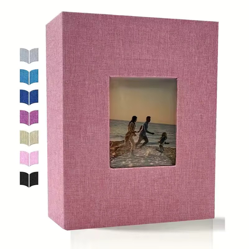 Linen 4x6 Photo Album with Cover Window, 200/300/600 Pockets