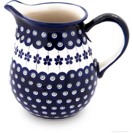 Bunzlauer Keramik 1.45 Litre Ceramic Jug Carafe - Bulbous Shape, Classic Design, Hand-Painted, Stoneware (Decor 166a)