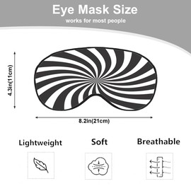 NOHSHE Black White Stripes Sleep Mask Eye Mask Abstract Swirl Lines Wave Sleep Mask Light Blocking Adjustable Smooth Soft Eye Masks for Women Deep Rest Travel
