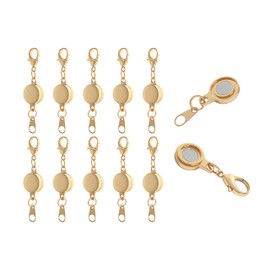KONMAY 10 Sets Magnetic Necklace Extender Clasps and Closure, Round Golden Magnetic Necklace Bracelet Locking Clasp for Jewelry Making