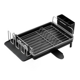 Agilive Stainless Steel Plate Drying Rack and Drainage Tray, Kitchen Organizer, Plate and Bowl Draining Rack. (Black)