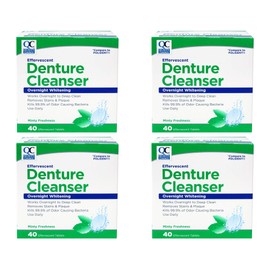 Quality Choice Denture Cleanser Overnight Whitening 40 Tablets Each (4 Pack)
