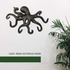 Bronze Octopus Coat Hook with 6 Tentacle Hooks Cast Iron