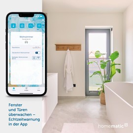 Homematic IP Smart Home Fenster- und Türkontakt – verdeckter Einbau, digitaler Sensor zum effizienten Heizen, Überwachung der Fenster per App, Energie sparen, Alexa, Google Assistant, 151039A0
