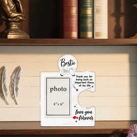 Bestie Gifts for Women, Friendship Birthday Gifts for Best Friend Woman, to My Bestie Acrylic Puzzle Picture Frame Gift for Christmas Thanksgiving Graduation, 4 x 6 Inch Photo