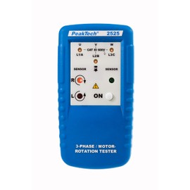 PeakTech 2525 Rotary Field Meter 3 Phases, Rotation Direction Indicator/Digital Rotary Field Meter for Power Motor and Phase Tester for Three-phase Current, Rotary Field Meter with LED Display, P 2525