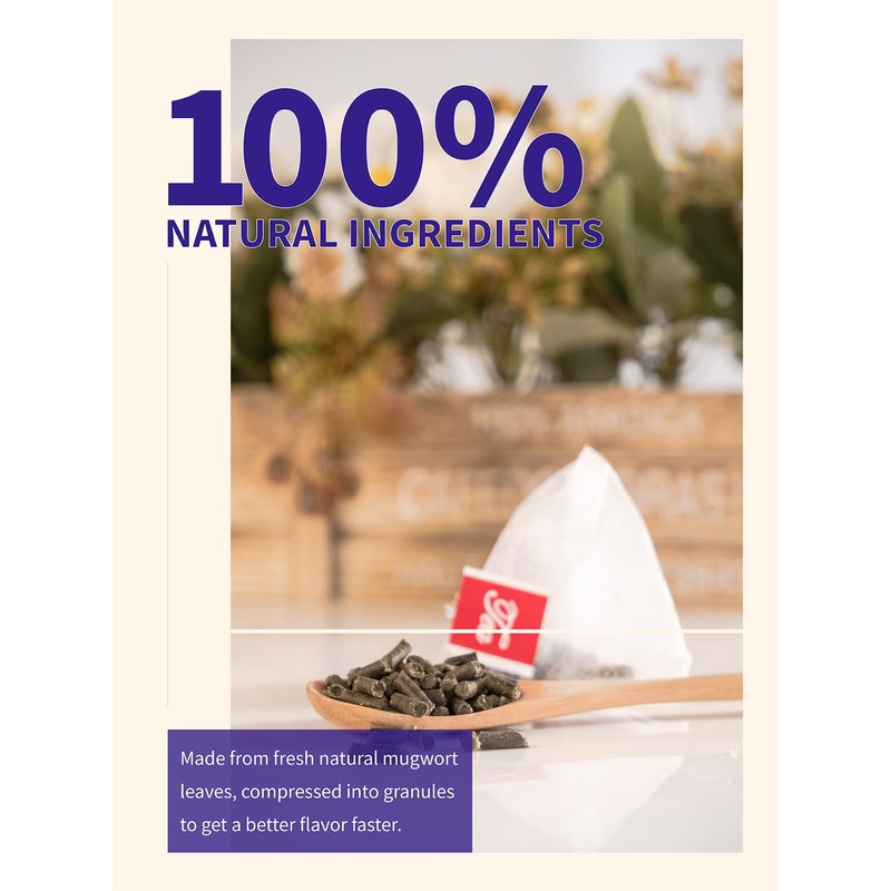 TeeLux Mugwort Tea Bags, Natural Mugwort Leaves, Caffeine Free, Dried