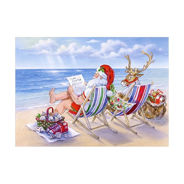 Red Farm Studios Santa Relaxing at the Beach Box of 18 Warm Weather Christmas Cards