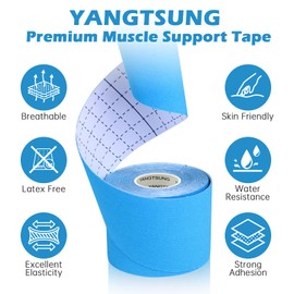 YANGTSUNG Kinesiology Tape (5 m x 5 cm), Professional Physio Tape and Sports Tape, Waterproof and Elastic Kinesiotape, Skin-Friendly Sports Tapes, Medical Tape