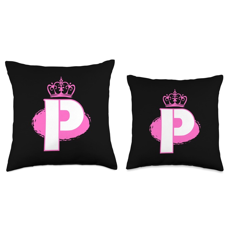 Letter P Capital Alphabet Monogram Initial Throw Pillow