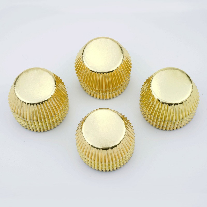 Gifbera Mini Foil Baking Cups Gold, 300-Count Bright Foil Paper