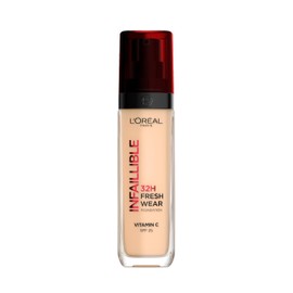 L'Oréal Paris makeup, waterproof and long-lasting liquid foundation with SPF 25, Infaillible 32H Fresh Wear makeup, No. 100 linen, 30 ml