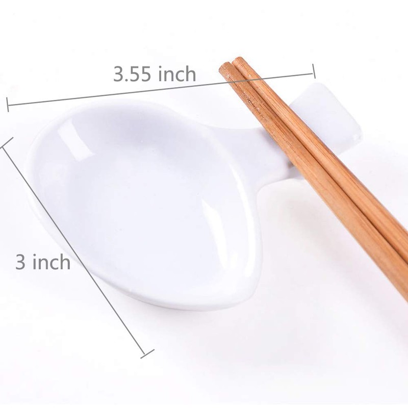 Woonsoon 5 Pcs Ceramic Chopsticks Holder，Chinese Porcelain Chopstick Rest Spoon