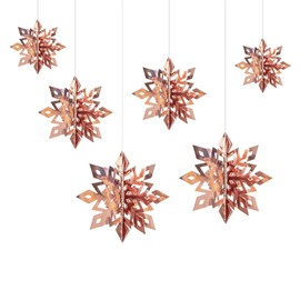 Christmas Ornament, Snowflake, Snowflake, 3D, Snowflake, Interior Decoration, Cute, Christmas Tree, Christmas, New Year, Decorations, Store Decorations, Party Goods, Set of 6, Rose Gold