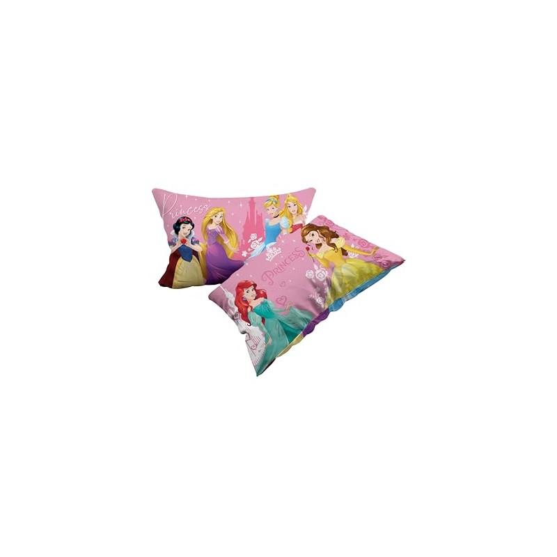 Princess Set of 2 Cotton Pillow Cases, Pair of Pillow