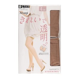 Atsugi FP10004P Women's Stockings, Supportive Stockings, Transparent, Hard to Tighten, Easy to Wear, Value Set of 4, nu dibé