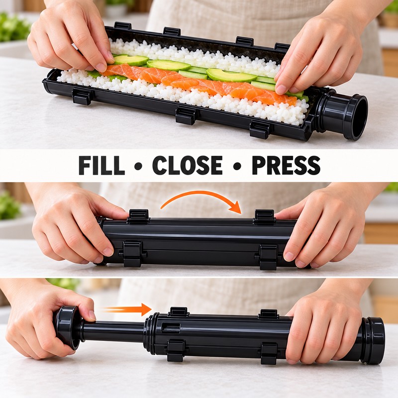 DIY Sushi Maker Set B with Sushi Bazooka, Bamboo Rolling