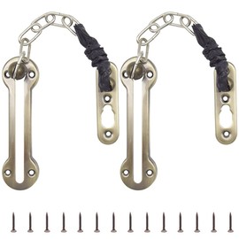 Yosawa 2 Pcs Chain Door Guard ，Door Chain Lock Door Latch ，Child Proof Apartment Front Chain Door Guard with Screws，Steel Chain with Leather Cover（Bronze/SL）