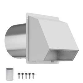 6 Inch Hooded Wall Vent Cover with Screen & Damper Exhaust Vent Cover Cap for Outdoor Kitchen Dryer Vent Cover Wall Mount Extractor for House Air Exhaust