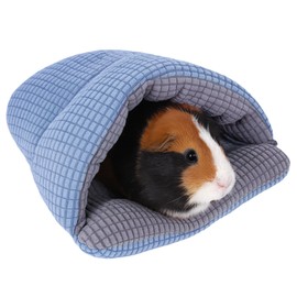 Fohuanky Cozy Small Pet Cave Bed Semi-Enclosed Hideout for Rabbits Guinea Pigs Hamsters Kittens Washable Portable Snuggle Winter Nest (Blue, S)