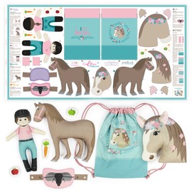 Sewing kit for Kids Beginners ✦ DIY Craft for Girls & Boys ✦ Cut & Sew Fabric Panel with horse motifs (Horse Love)