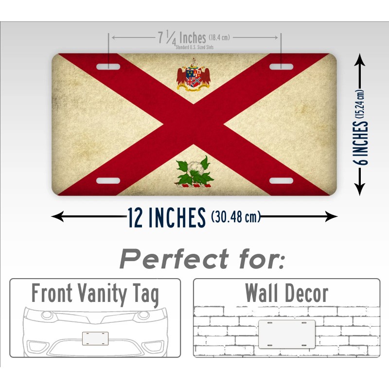SignsAndTagsOnline Americana Alabama State Flag License Plate Vintage Replica Antique