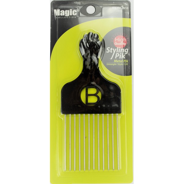 Pro Grade Magic Hair Pick Afro Pick Styling Pik Metal Pik (Pack of 3) 6.65 Inch