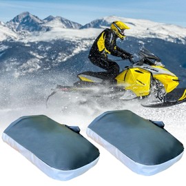 MIOLOE Motorcycle Handlebar Gloves, Universal PU Gloves with Thick Plush Lining, Reflective Handlebar Covers, Winter Warm Accessories for Motorcycle, Bicycle, Scooter, Snowmobile (Black + Silver)