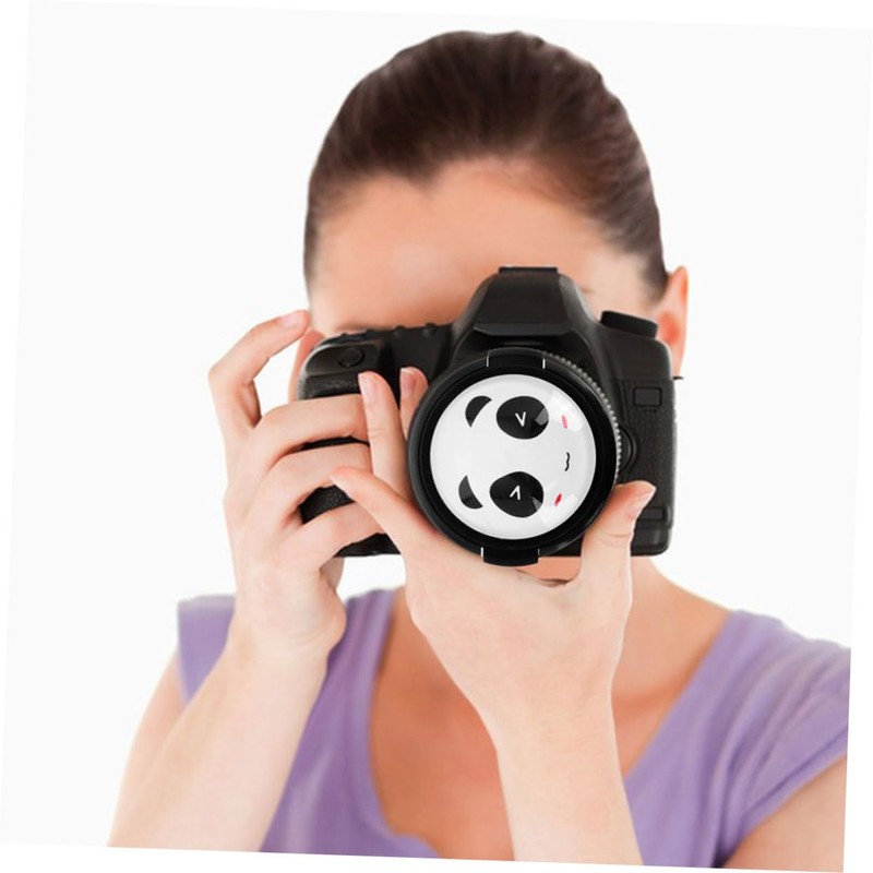 LALAFINA 2pcs Center Pinch Lens Cap Cover with Adorable Panda