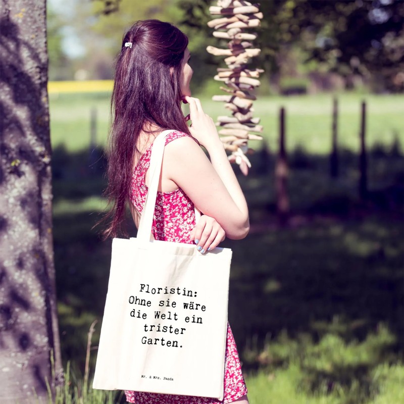 Mr. & Mrs. Panda Tragetasche Spruch Floristin Garten - Geschenk,