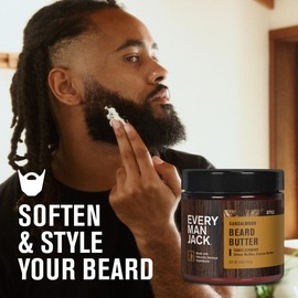 Every Man Jack Beard Butter- Subtle Sandalwood Fragrance - Hydrates and Styles Dry, Unruly Beards While Relieving Itch - Naturally Derived with Shea Butter and Coconut Oil - 4-ounce (2 Pack)