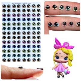 MS 9-7: 52 Pairs of 7mm 3D Resin Wiggle Eyes (Blue, Brown, Green & Pink) – Self-Adhesive for DIY Crafts, Polymer Clay, Clay, EVA, Cold Porcelain, Sculptures, Paper, Ceramics, Amigurumi & Fantasy Eyes