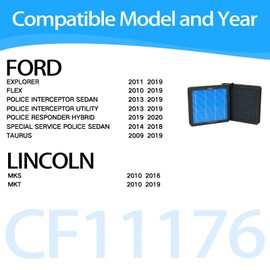Cabin Air Filter CF11176 Fits 2011-2019 Ford Explorer, 2010-2019 Taurus, 2010-2019 Flex, 2013-2019 Police Interceptor Utility, 2013-2019 Police Interceptor Sedan