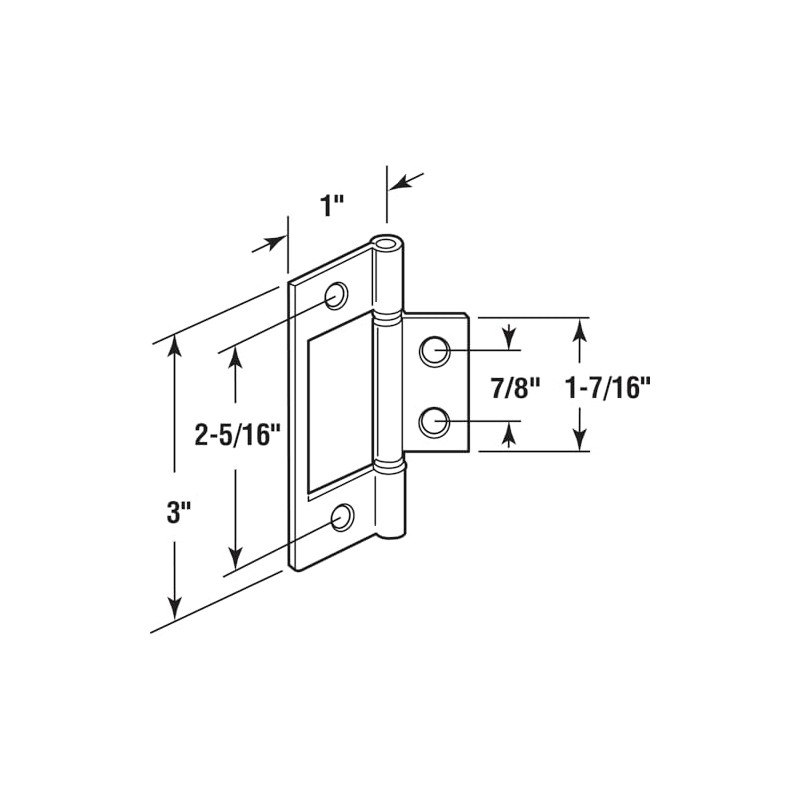 Prime-Line N 72738 Bi-Fold Door Non-Mortise Hinge, Matte Black, 2