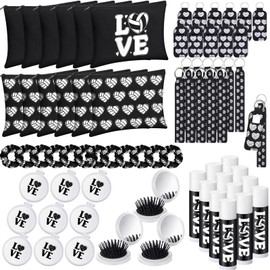 Dansydaisy 72 Pcs Volleyball Gifts Volleyball Party Favors for Team Include 12 Cosmetic Bag 12 Hair Brush with Mirror 12 Hair Scrunchies 12 Lip Balm 12 Lipstick Holder Keychain 12 Wristlet Keychain
