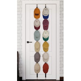 ETOWIFA Hat Organizer Rack for Baseball Caps [Up to 36 Hats] Hat Display Storage Over The Door/Closet/Wall, Hat Holder with 2 Straps & 12 Hooks, Space-Saving Room/Dorms Organization